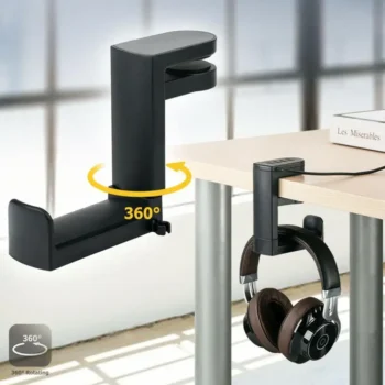 Gaming Headphone Stand with 360° Rotating Arm | Universal Headset Hook & Desk Mount Holder