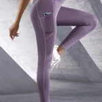 New High Waist Women's Leggings Stretch Yoga Pants Tights With Pockets Push Up Fitness Running Sportswear Solid Color Pants