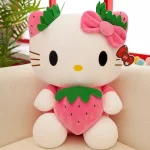 22cm Sanrio Hello Kitty Plush Toy – Kawaii Strawberry Cat Doll, Soft Plushie Gift for Girls & Cute Home Decor