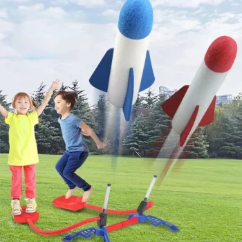 Kids Foot-Pump Rocket Launcher Toy, Outdoor Air-Powered EVA Soaring Rocket for Active Play, Exercise, and Fun Learning Ages 3–14