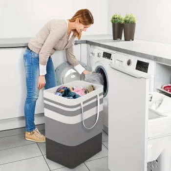 75L Foldable Laundry Hamper, Large Dirty Clothes Basket with Sturdy Handles, Space-Saving Collapsible Storage for Home, Dorm, Hotels & Guest Rooms (40×30×60cm)
