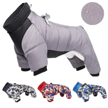 Keep your dog warm and dry in winter with this thickened, waterproof pet jacket designed for small and medium breeds.